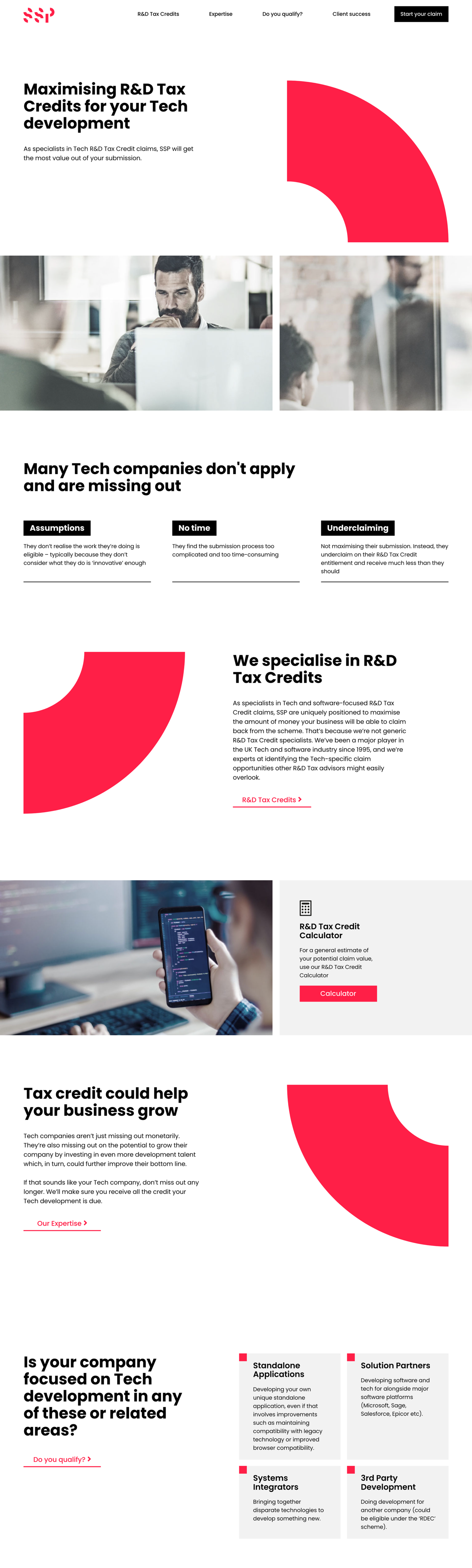Website design for R&D tax credit specialists