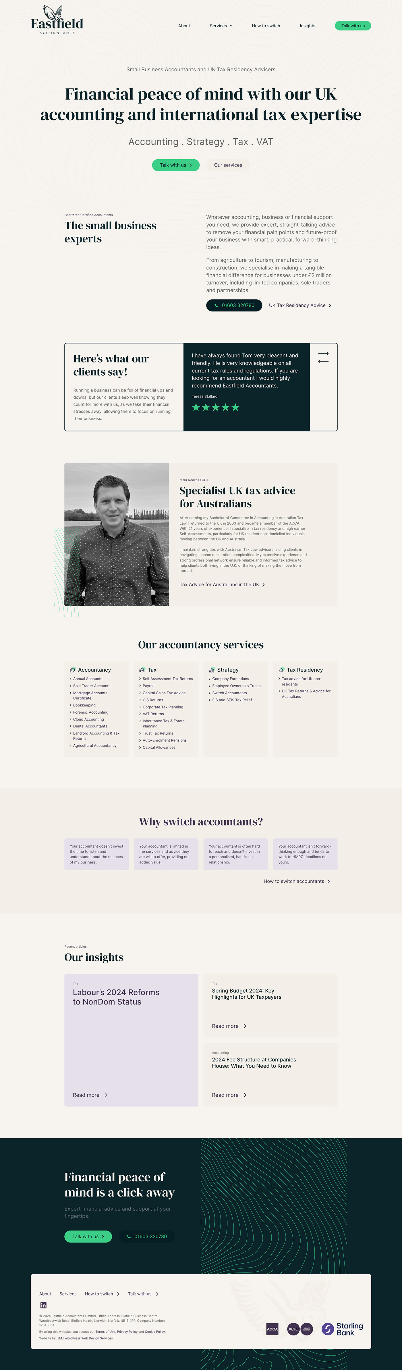 Eastfield Accountants website design Norwich