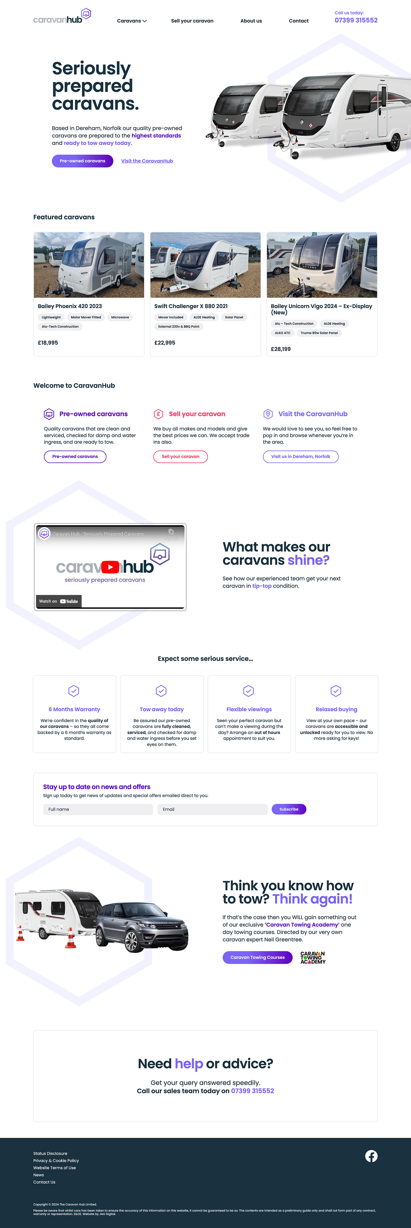 Caravan sales website design